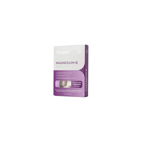 Wassen Magnesium-B Everyday Vitality | Duo Magnesium Formula - 338mg | with B Vitamin Complex, Vitamin C & Folic Acid | 30 Tablets