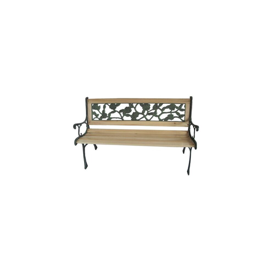 (Rose) BIRCHTREE 3 Seater Outdoor Wooden Garden Bench Cast Iron Legs Park Seat Furniture
