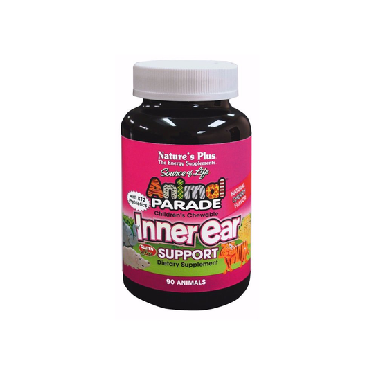 Natures Plus Animal Parade Children's Chewable Inner Ear Support with K12 probiotics - Natural Cherry Flavour , 90