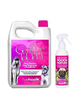 Pretty Pooch Baby Powder Fragrance Dog Shampoo 2 Litres &Amp; Pooch Perfume 250Ml - Suitable For Sensitive Skin &Amp; All Dog Breeds