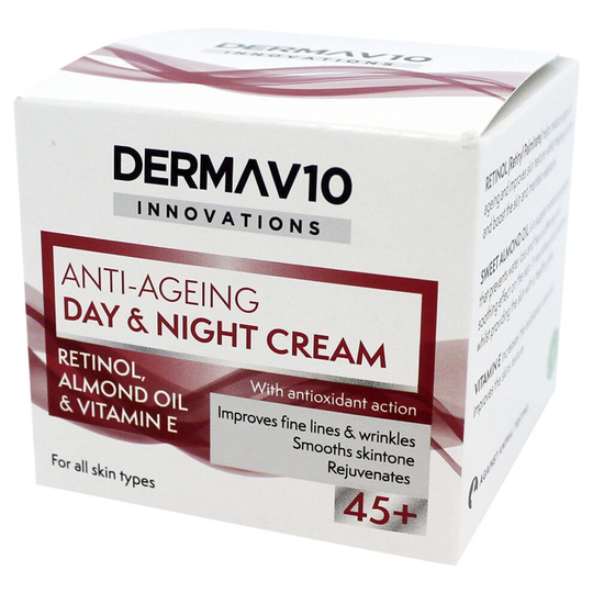 Derma V10 Innovations Anti-Ageing Day & Night Cream, Retinol, 50 ml