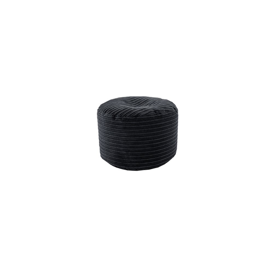 (Black) Round Bean Bag Footstool Pouffe Seat | BeanBag Foot Rest Stool | Ready Filled Jumbo Cord | Soft Comfortable Relaxing Living Room Furniture