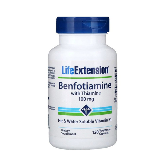 (120 vcaps) Benfotiamine with Thiamine, 100mg - 120 vcaps