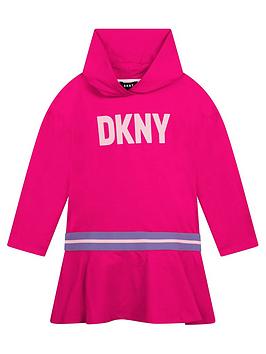DKNY Girls Hooded Sweat Dress - Rose Pink, Rose Pink, Size 14 Years, Women