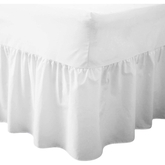 (4FT Small Double, White) Luxury Percale Fitted Valance Sheet Non Iron Sheet