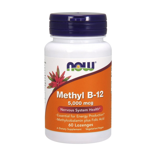NOW Foods Methyl B-12 with Folic Acid, 5000mcg , 60 lozenges