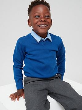 Everyday Unisex 2 Pack V-Neck School Jumper - Royal Blue, Royal, Size Age: 15-16 Years