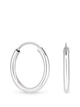 Simply Silver Sterling Silver 925 Polished Sleeper Hoop Earrings, Silver, Women