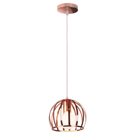 Round Industrial Vintage Pendant Lamp Cable Adjustable Ceiling Lamp Metal Iron Hanging Light for Kitchen Farmhouse Hallway Indoor Rose Gold