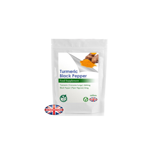 High Strength Turmeric 2500mg & Black Pepper Tablets (180 Pack) UK