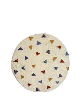 Everyday Snug Triangle Shaggy Circle Rug, Ivory