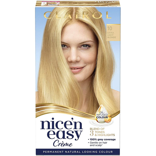 (10 Extra Light Blonde) Clairol Nice'n Easy Crème 2 Black Permanent Hair Dye
