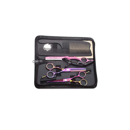 Purple Dragon Hairdressing Scissors Set Multi-Colour 5.5 Inch Hair Cutting & Thinning Scissors Kit for Men Women Kids Home Salon Barber