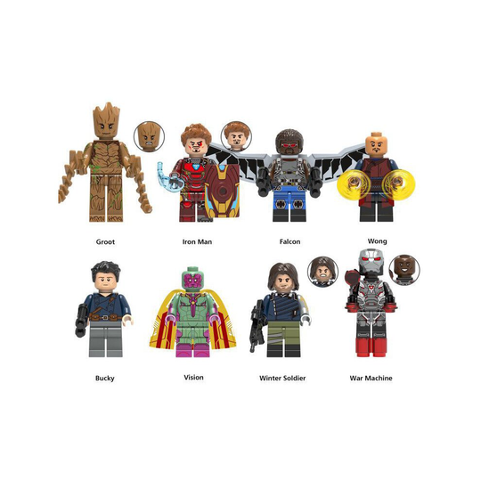 8 Marvel Avengers Superheroes Groot Iron Man Block