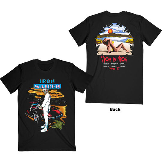 Iron Maiden Unisex T-Shirt: Vice Is Nice (Back Print) (Large) - Iron Maiden - Clothing
