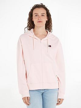 Tommy Jeans Relaxed Zip Through Hoodie - Pink