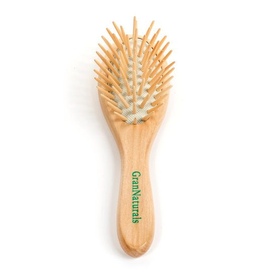 GranNaturals Detangling Wooden Bristle Hair Brush - Small, Travel Size