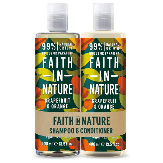 Faith in Nature Natural Grapefruit & Orange Shampoo & Conditioner Set, Invigorating Vegan & Cruelty Free, Parabens and SLS Free, for Normal to Oily Ha