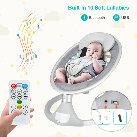 Baby Rocking Chair Electric Bluetooth Sleeping Cradle Bed w/ Remote
