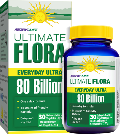 Renew Life Ultimate Flora Everyday Ultra 80 Billion, 30 Vegetable Capsules
