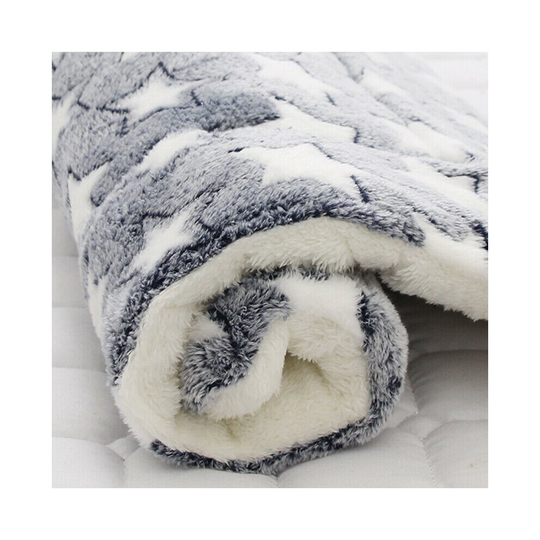 (Blue + White Star, 69*52cm) Puppy Pet Blanket Cat Dog Bed Mattress Soft Kennel Fleece Calming Sleeping Mats
