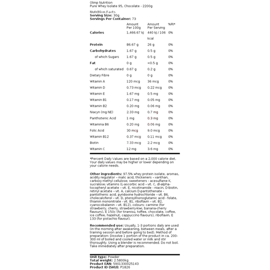 (2200g) Pure Whey Isolate 95