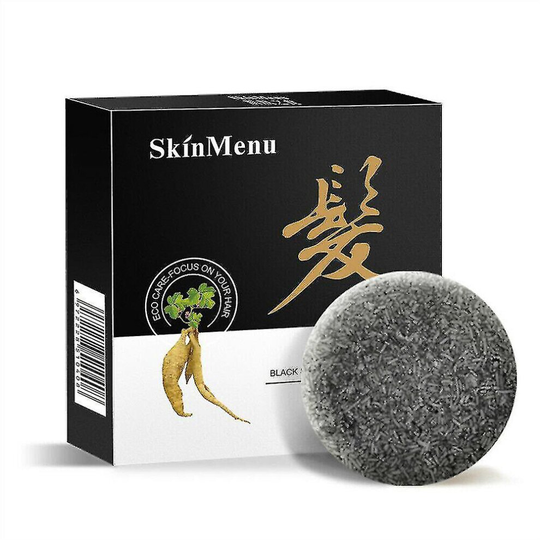 (2Pcs) 123pcs Cover Grey Bar Shampoo Soap Polygonum Essence Hair Darkening Shampoo