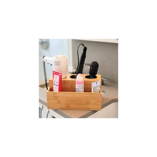 HHE Bamboo Hair Dryer Holder For Bathroom Hair Accessories Curling Iron Styling tools Makeup Cosmetics Organiz