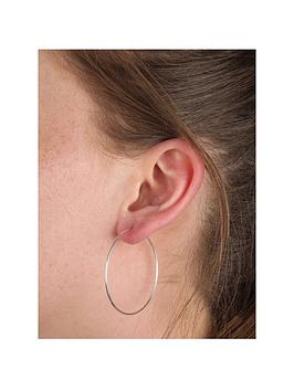 The Love Silver Collection Sterling Silver 40Mm Large Sleeper Slim Hoop Earrings