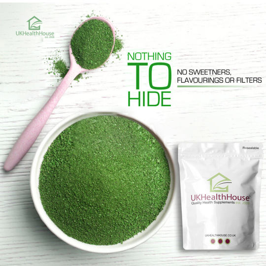 Super Green Powder 500g 4 Super Foods Spirulina Chlorella Barley Wheat