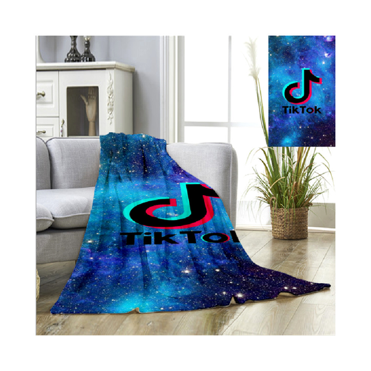 (Starry, 150*200cm-59.06*78.74in) Tik Tok 3D Print Blanket Flannel Soft Comfortable Warm Bedding Sleeping Blanket