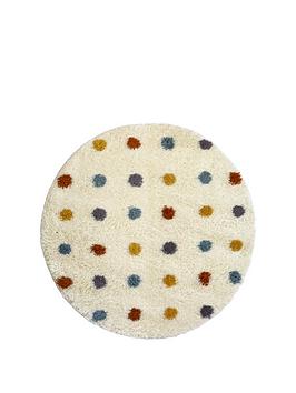 Everyday Snug Shaggy Circle Rug Spot 100 Cm, Ivory