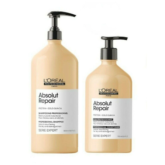 L'Oreal Absolut Repair Gold Shampoo 1500ml, Conditioner 750ml + Pumps