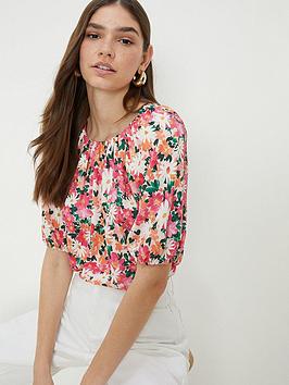 Dorothy Perkins Floral Puff Sleeve Blouse - Multi, Multi, Size 8, Women
