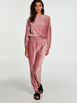 Hunkemoller Relaxed Rib Velour Jogger - Pink