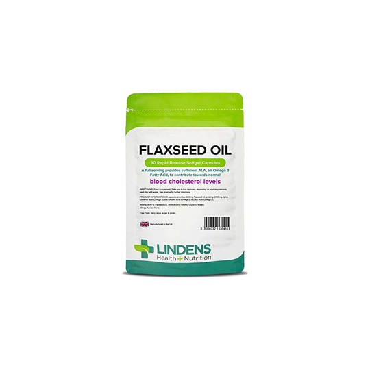 Lindens Flaxseed Oil 1000mg Capsules | 90 Pack | High in Alpha Linoleic Acid & a Popular Source of Omega 3 6 & 9 contributing to The Maintenance of...