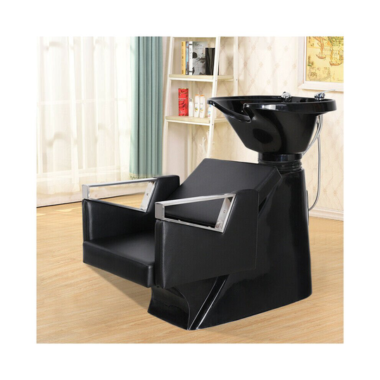 (Black) Backwash Barber Chair Hair Salon Hairdressing Basin Sink Chair Shampoo Unit