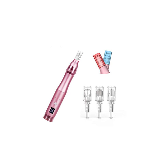 Dermapen Microneedling Pen, PELCAS 2 in 1 Derma Pen with LCD Display & LED Therapy, Rechargeable Wireless Anti-Aging Device with 3 Cartridges for