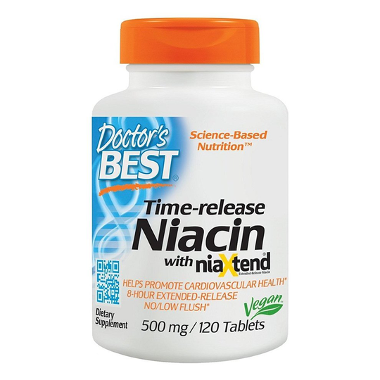 Doctor's Best Time-release Niacin with niaXtend, 500mg - 120tabs
