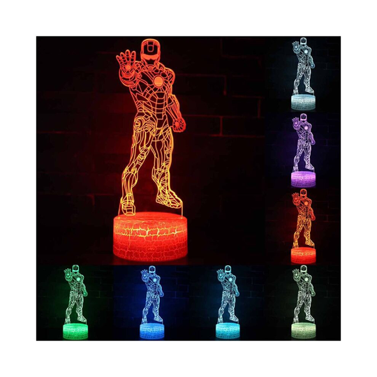3D LED Iron Man Night Light 7 Colour Change Table Desk Lamp Kids Birthday Gifts