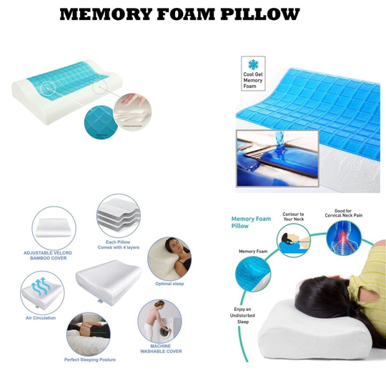 Shopylistic Contour Memory Foam Pillow With Cool Gel Orthopedic Neck Head Shoulder Sleep Aid Cooling Cuhion