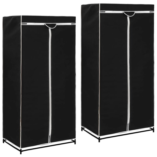 vidaXL 2x Wardrobes Black Closet Clothes Storage Organiser Cabinet Shelves