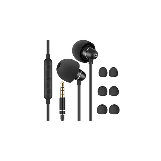 Bulees Sleep Earphones for side sleeping, Noise Isolating, Lightweight Wired Earbuds for Small ear Canal, In-Ear Headphones with Mic and Volume C
