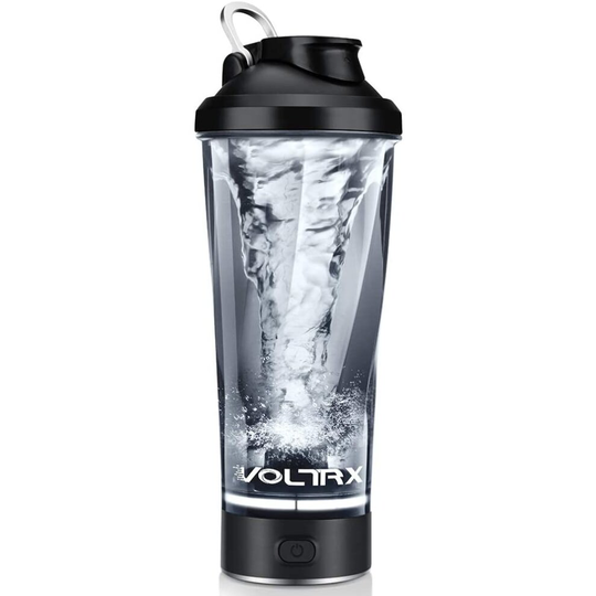 VOLTRX Premium Electric Protein Shaker Bottle, Made with Tritan - BPA Free - 600ml Vortex Portable Mixer Cup, USB Rechargeable Shaker Cups(Black)