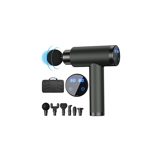 Muscle Massage Gun,Deep Tissue Percussion Massager, 30 Speed Levels, LCD Touch Screen with 6 Massage Heads,Portable Handheld Muscle Massager for Athle