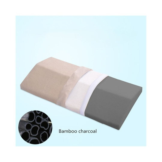 (Bamboo Charcoal Beige, 60*24*4cm/23.6*9.4*1.6in) Lumbar Support Wedge Pillow Memory Foam Bed Cushion Sleeping Waist Leg Elevation