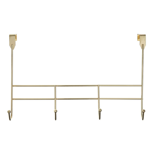 4 Hook Over Door Hanger, Iron Wire, Gold