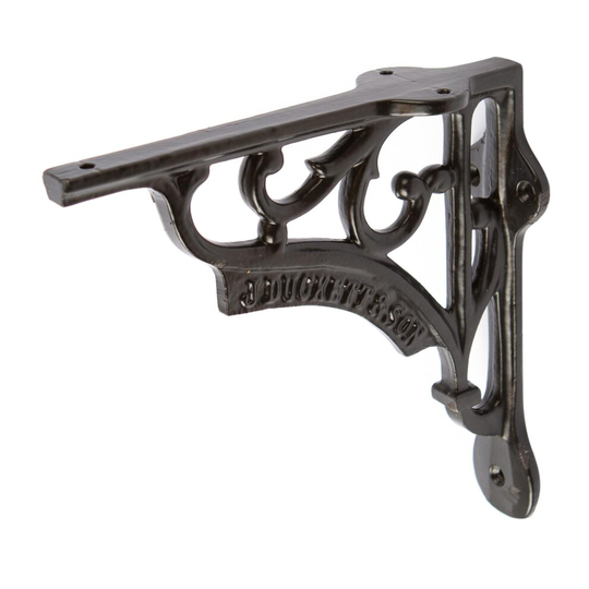 Black 150mm Ornate Iron Shelf Bracket - Cast Iron Antique Heavy Duty Wall Storage Brackets - by Hammer & Tongs