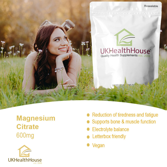 Magnesium Citrate 600mg Pack of 240 Vegan Capsules Super Strong