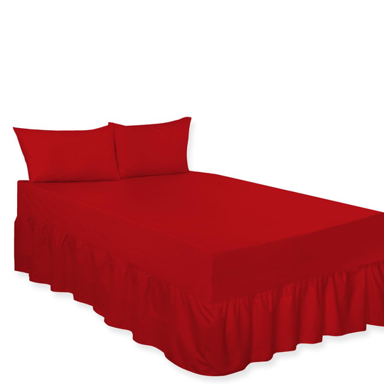 (Fitted Valance Sheet Red Double) Premium Percale Polycotton Plain Fitted Valance Sheets. Colourful Bedding Ideal for Bed Room Home Décor Sheets.